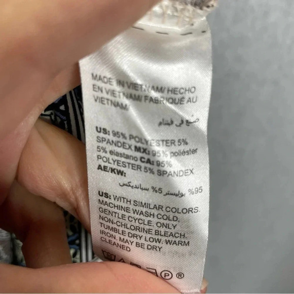 Chico’s Blue and Neural Printed Column Maxi Shirt - Picture 7 of 9